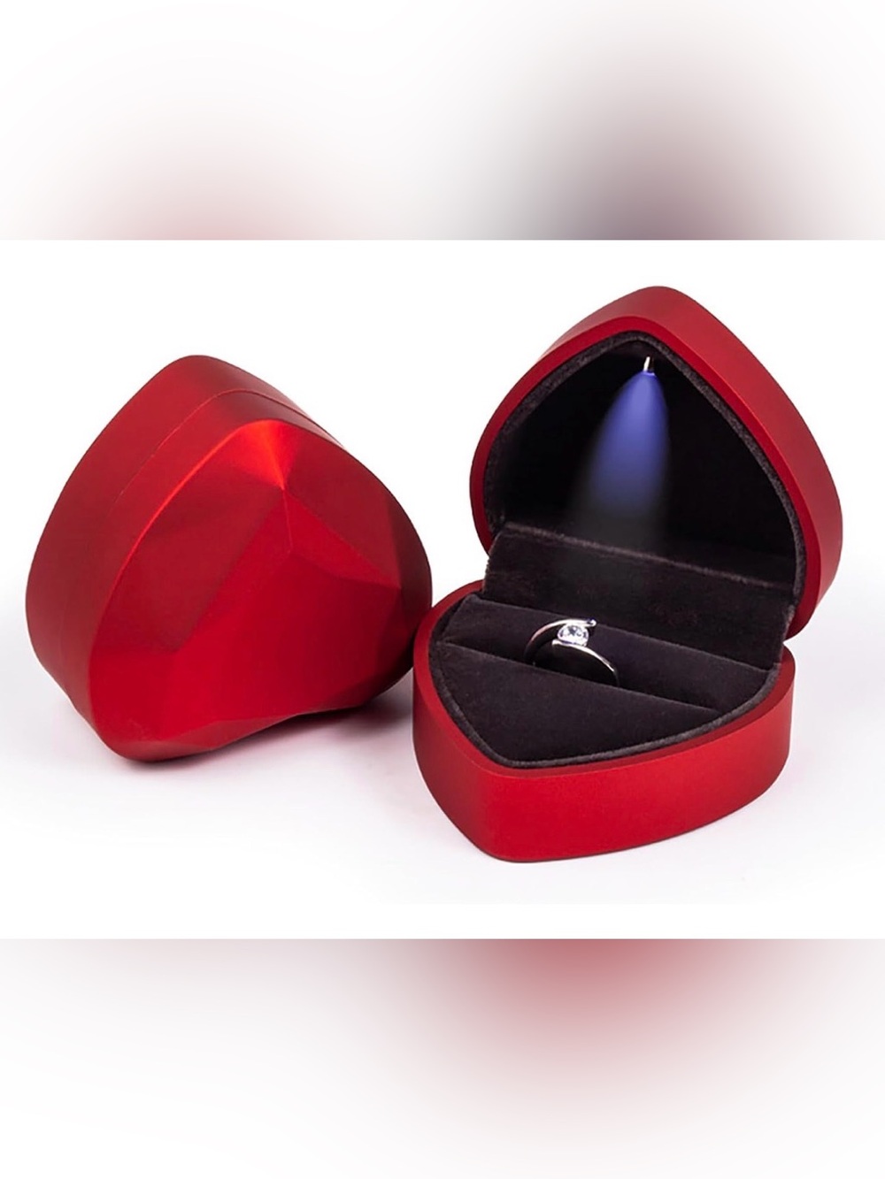 Heart-Shaped Red LED Ring Gift Box